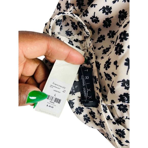 Francesca's Collections Black and White Floral Midi Dress - Picture 5 of 8